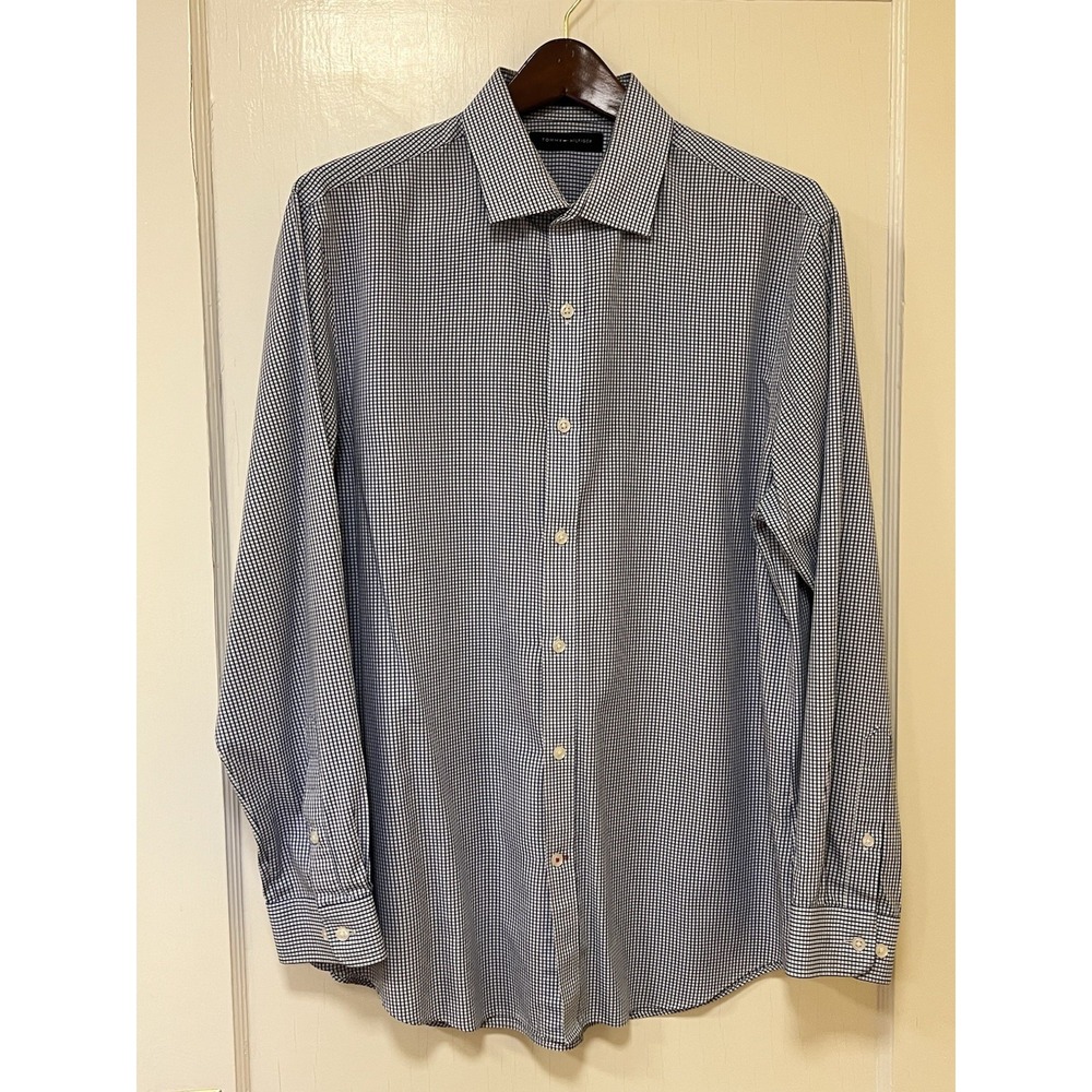 Tommy Hilfiger Slimfit Blue Check Men's Dress Shirt 16.5 32/33